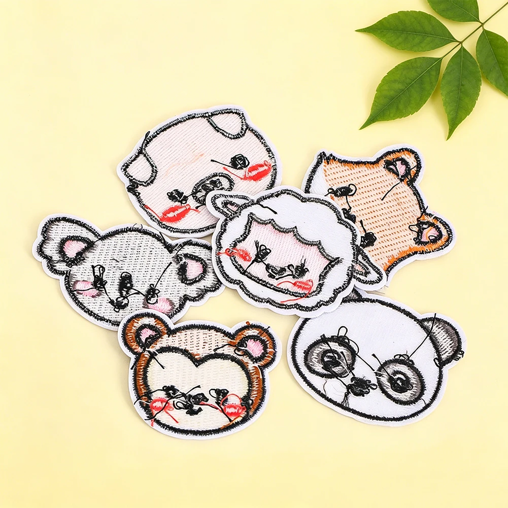 Niedliche Q-Version Tier-Aufbügler Komplettset: Koala, Panda, Fuchs, Schaf, Schwein, Affe – für Kinder-Hoodies, Canvas-Taschen, DIY-Deko und Reparaturen – Detail 3