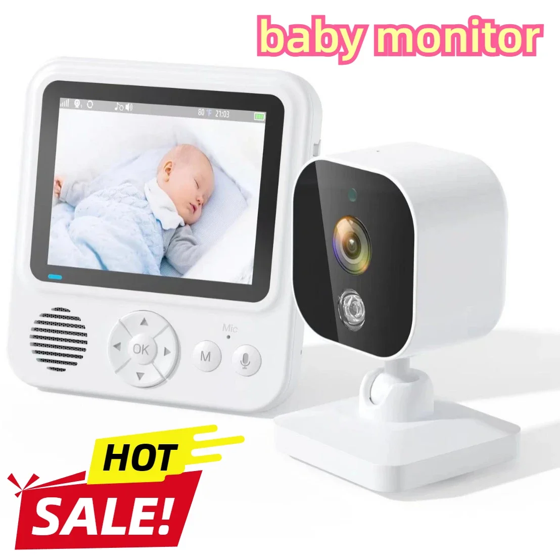 

2.8" Wireless Baby Sitter with Screen Voice Intercom Lullaby Crying Reminder Infrared Night Vision Sleep Monitoring Baby Monitor