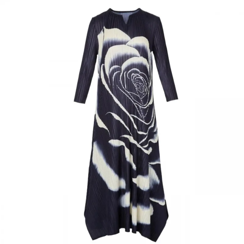 Elegant and Rich Peony Flower 3/4 Sleeve Dress for Women  maxi dresses for women clothing  Loose Fit