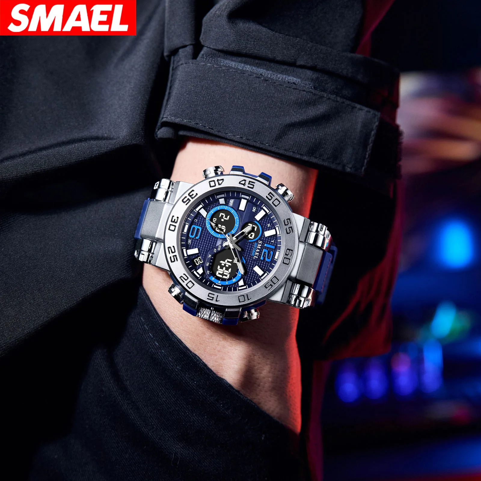 SMAEL Color Alloy Multifunctional Digital Sports Watch Waterproof Swimming Stopwatch Wristwatch for Students Men Women