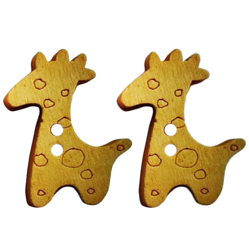 

50PCS 25MM Kawaii Popular Giraffe Wood Button Sewing Accessories Decorative Buttons Scrapbooking Handmade Craft DIY Buttons