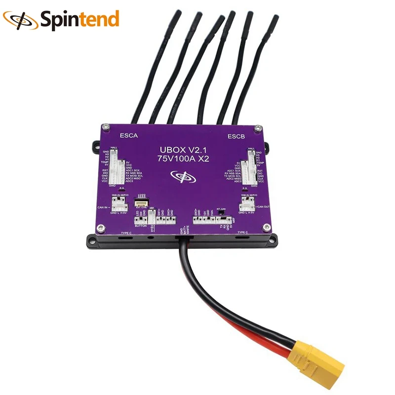 

Spintend75V200A Dual Motor Controller Ubox V2.1 without Receiver E-wheel ADC Adapter Base on VESC in Scooter Electric Skateboard