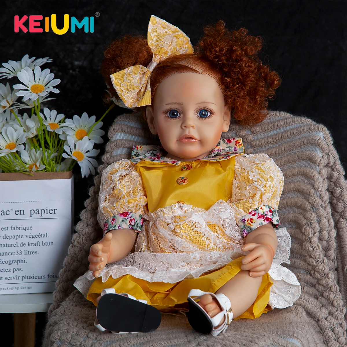 KEIUMI 22 Inch Lifelike Reborn Baby Dolls 60 cm Soft Silicone Body Baby Gril Dolls Waterproof Toys For Kids Birthday Gifts