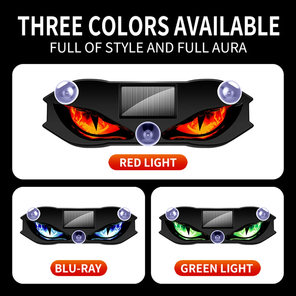 Solar Demon Eye LED Car Window Warnings Light RGB Car Atmosphere Decorative Lamp Intelligent Light Sensor Auto On-At Night view 3