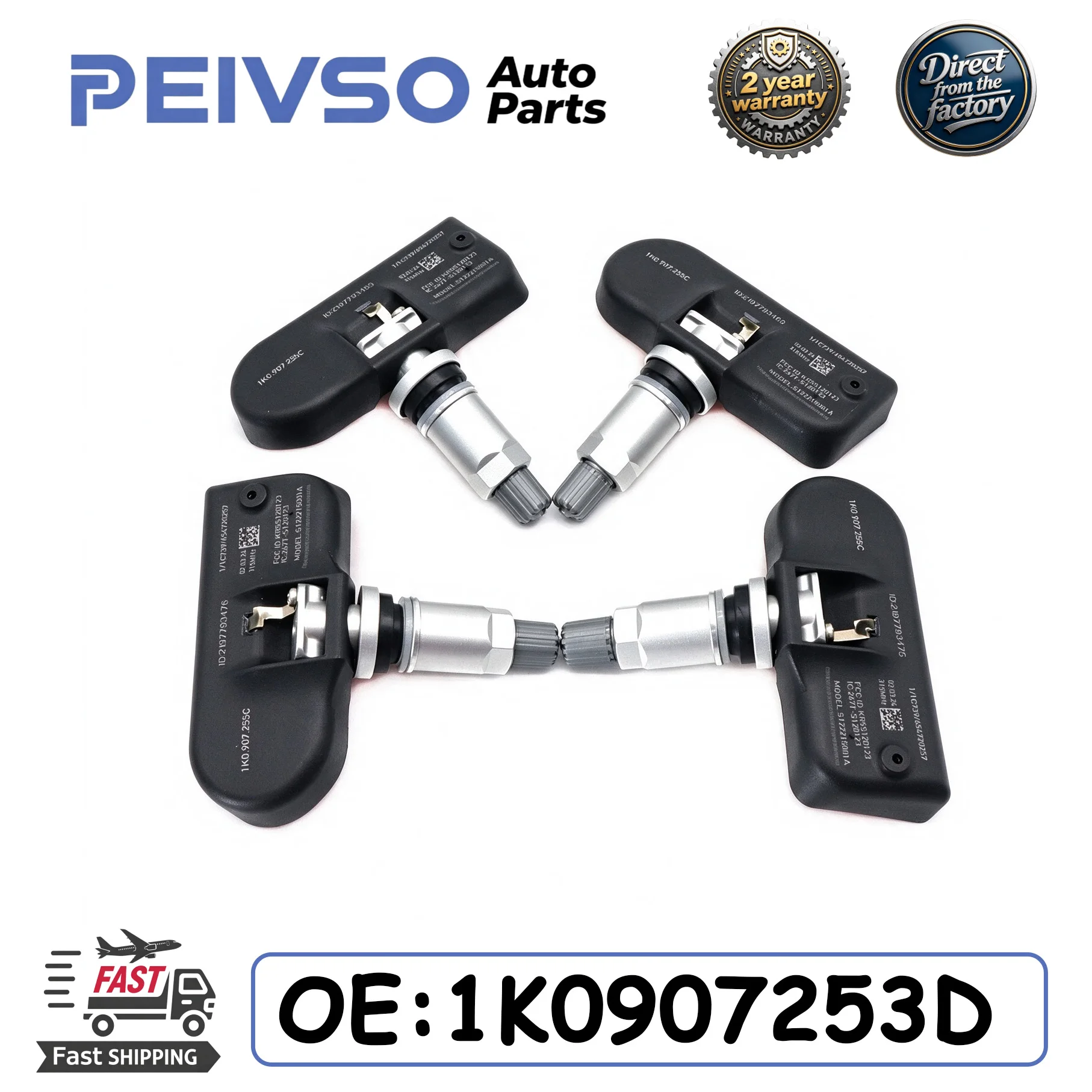 1K0907253D TPMS Tire Pressure Sensor For Audi A3 A4 A5 Q5 S4 Volkswagen Beetle CC Golf GTI Jetta Passat R32 Tiguan 315MHz 4x New