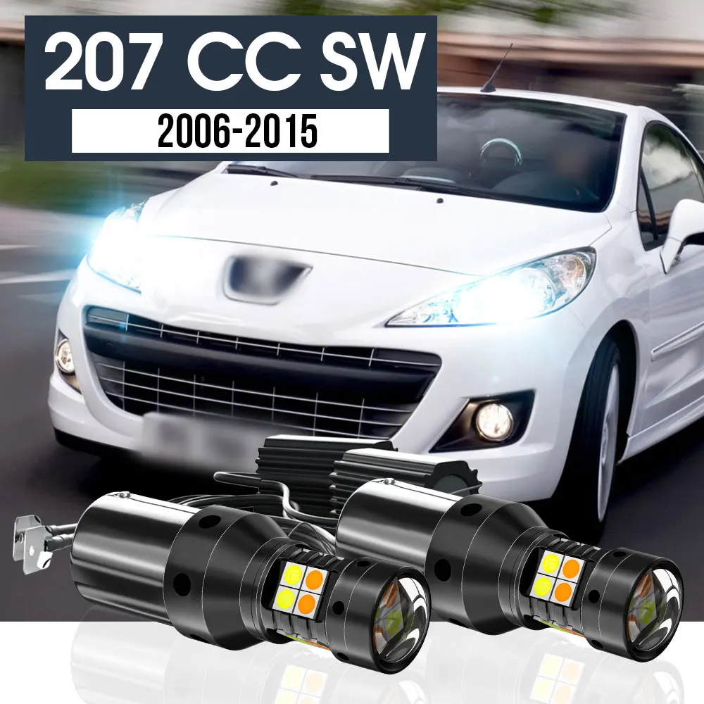 

2pcs LED Dual Mode Turn Signal+Daytime Running Light Blub DRL Canbus Accessories For Peugeot 207 CC SW 2006-2015 2010 2011 2012