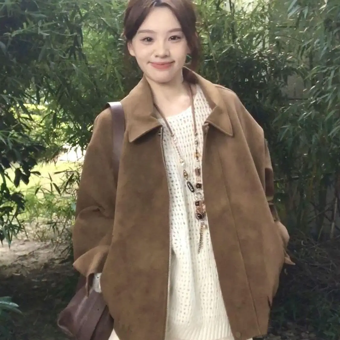 

Байкерские куртки Женская куртка Уникальная осенняя твидовая тканая текстурированная пряжа Стереоскопический минимализм Изящный европейский стиль Highstreet