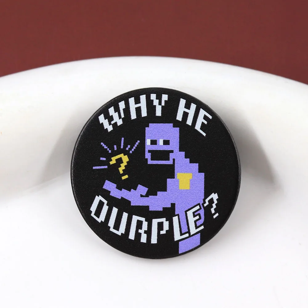 Lustige Pixel-Art-Spiel-Broschen „Why He Ourple“ Emaille-Pin Kreatives Horror-Spiel-Abzeichen für Rucksäcke, Kleidung, Schmuck und Accessoires – Detail 6