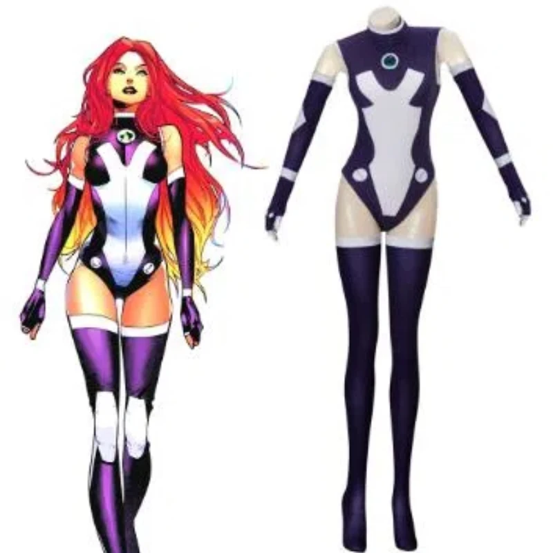 Anime Starfire Cosplay Costume Women Sexy 3D Printed Bodysuit Suits Halloween Carnival Party Battle Jumpsuit