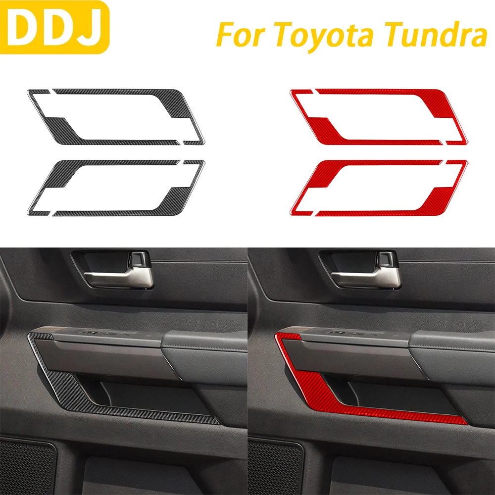 For Toyota Tundra Sequoia 2022 2023 2024 Car Accessories Carbon Fiber Door Window Lift Side Panel Cover Trim Decoration Sticker