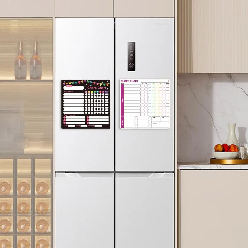 

Chore Chart 3pcs Magnetic Whiteboard Set with Pen Eraser Stain-resistant Surface Kid Reward Board Rubber Magnet Backing for Home