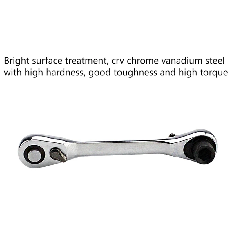 1 Piece 72 Tooth 1/4 Inch Quick Double Double End Mini Chrome Vanadium Steel Ratchet Wrench