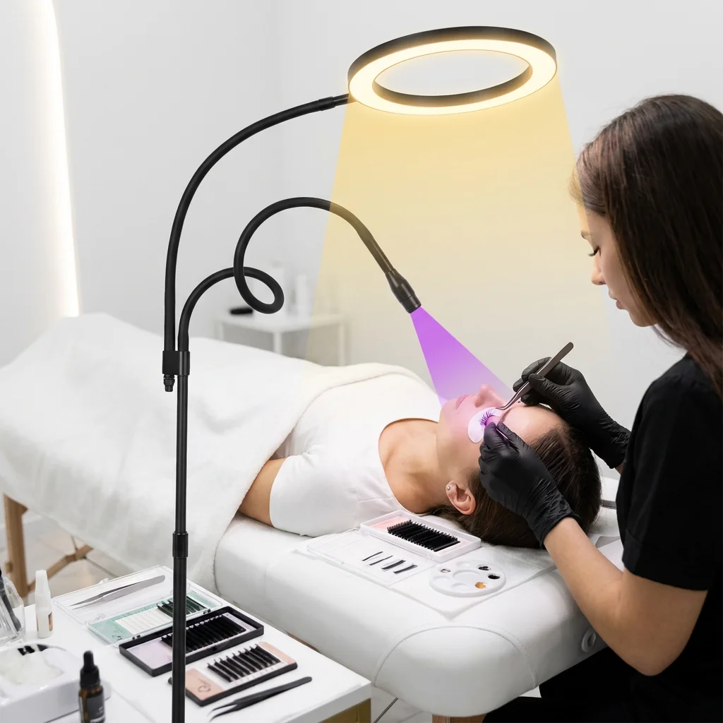 

LED UV Eyelash Light 2-in-1 Professional Lash Extension UV Lamp With 10 Inch Ring Light Adjustable Stand UV Glue Curing Light