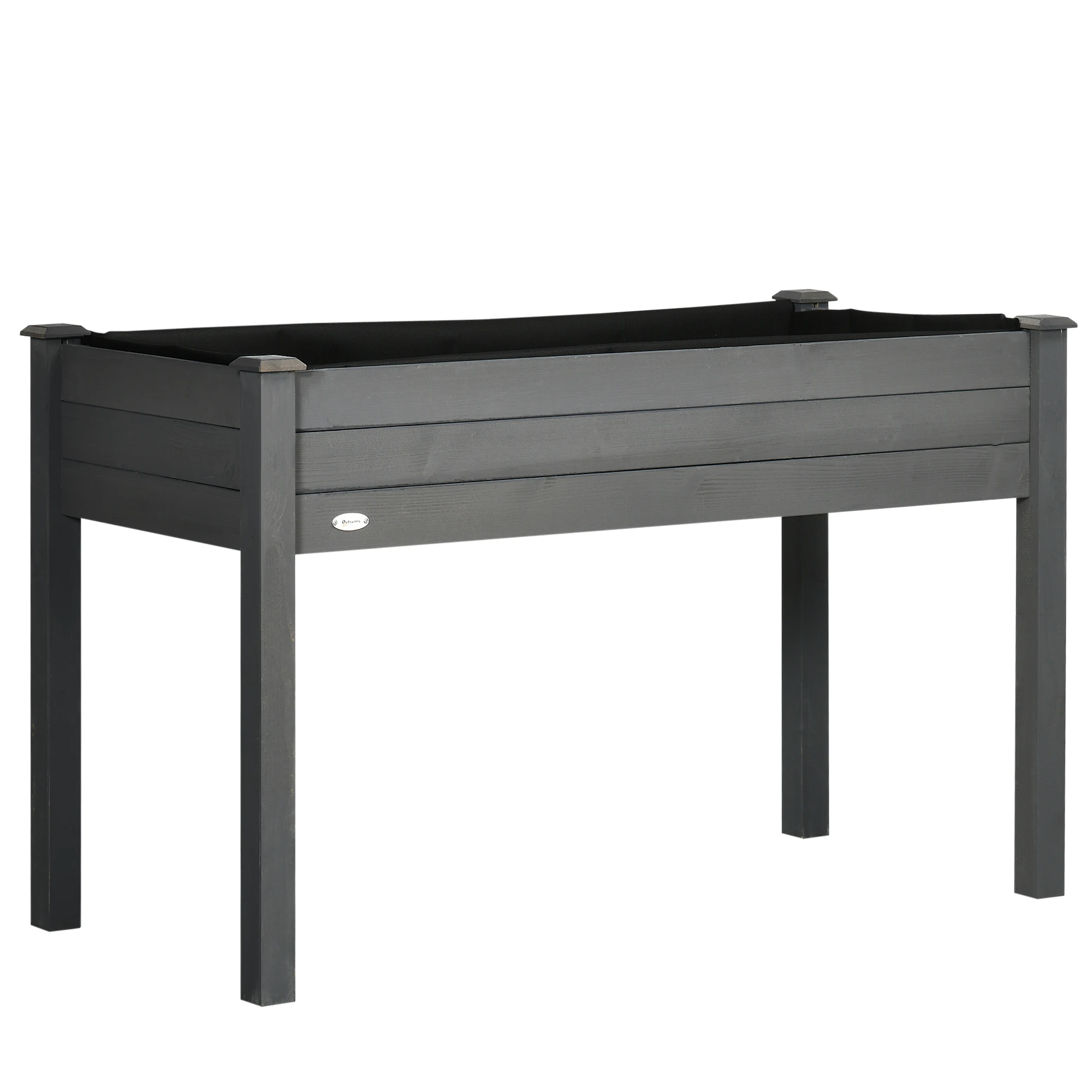 

Raised Bed for Garden, Wooden Elevated Planter Box with Bed Liner, for Flower Vegetable Herb, Dark Grey