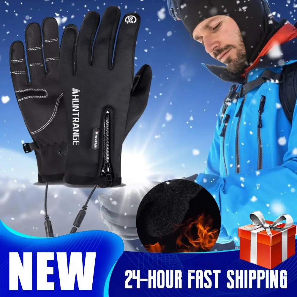 

Electric Heated Gloves Motorcycle Winter Moto Heated Gloves Warm Waterproof Heating Thermal Gloves For Cycling Running Hiking