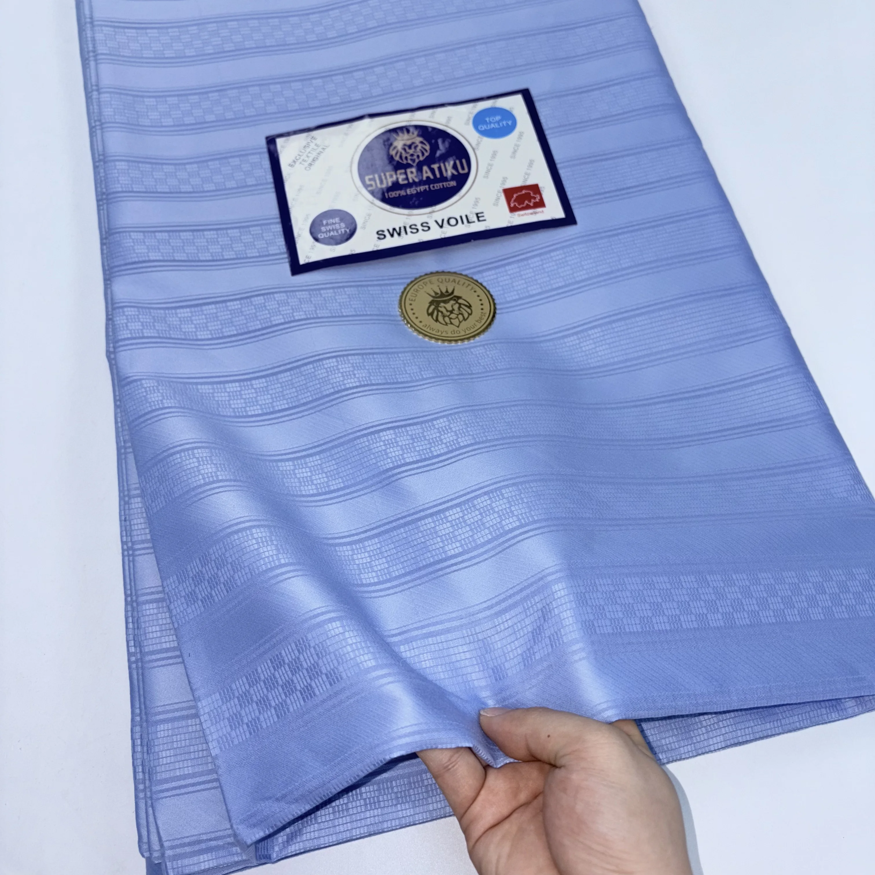 Hot Sale Atiku Fabric For Men Egypt Cotton 2026 Swiss Voile Lace Nigerian Lace Fabric High Quality 5 Yards Materials Clothes