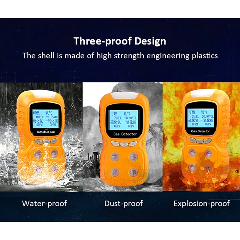 

AB07 HOT Handheld CO Monitor 4 In 1 Gas Digital Detector Monoxide Sulfide Tester With LCD Display Sound+ Light,EU Plug