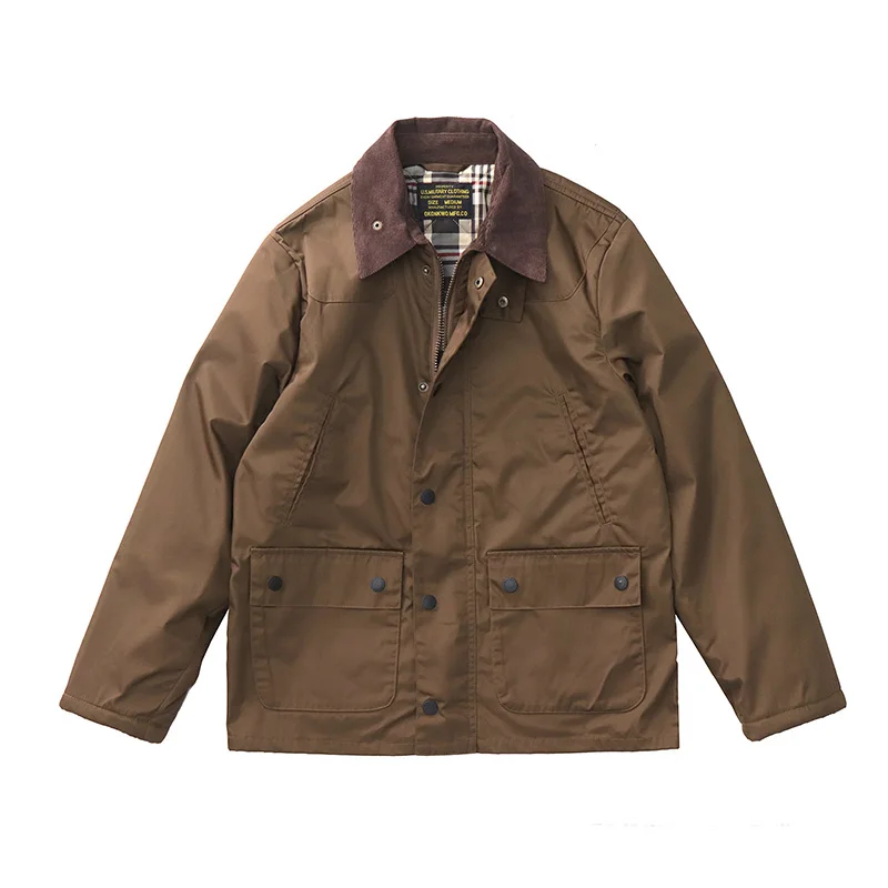 Куртка из масляного воска с вельветовым воском, американское винтажное пальто-карго с хлопковой подкладкой на клипсе для мужчин, осень и зима