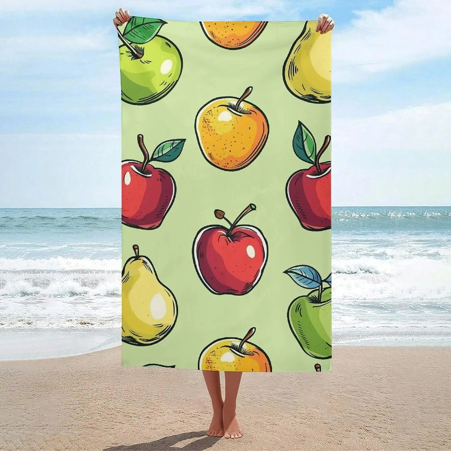 Light Green Fruit Beach Towel for Adults, Quick Dry Bath Towel, Sand Free & Highly Absorbent Towels for Pool, Gym, Travel,Picnic