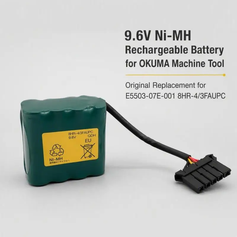 9.6V Ni‑MH Rechargeable Battery 8HR‑4/3FAUPC for FDK OKUMA Machine Tool E5503‑07E‑001
