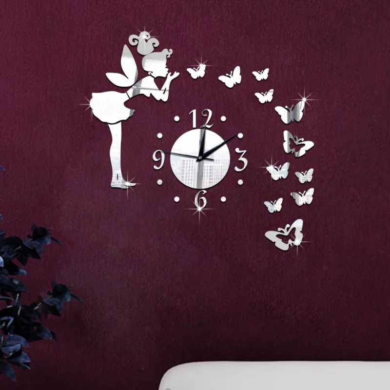

Best Seller in and America Acrylic Mirror Fairy Butterfly Noiseless Wall Clock