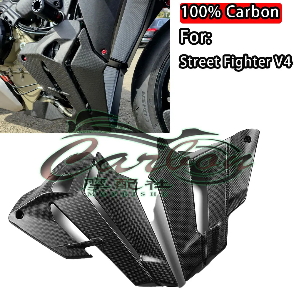 2025 New For Ducati Streetfighter V4 V4S 2025+ Real Carbon Fiber Motorcycle Radiator Side Panle Matte Fairings Modified Part