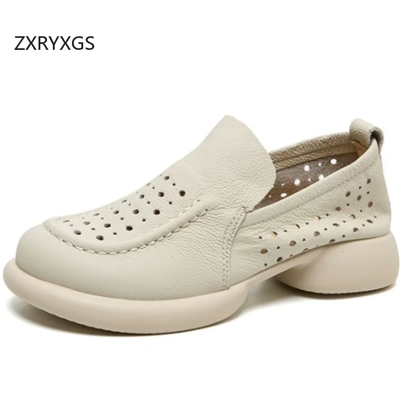 

Акция ZXRYXGS: Новые дышащие сандалии из натуральной кожи с перфорацией, весна-лето 2026, элегантные, удобные, на мягкой подошве, на среднем каблуке