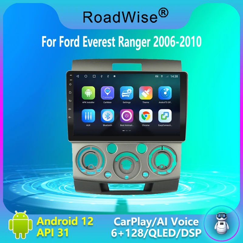 

Roadwise Android 12 автомобильный радиоприемник для Ford Everest Ranger 2006 2007 2008 2009 Carplay мультимедиа 4G Wifi GPS BT DVD 2Din стерео