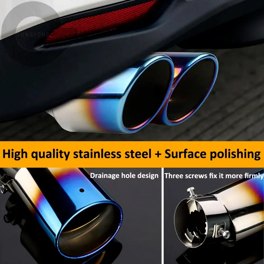 Modifikasi knalpot mobil, pipa knalpot stainless steel tunggal/ganda, dekorasi modifikasi pipa knalpot