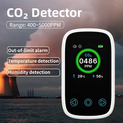 Portatile 3 in 1 rilevatore di qualità dell'aria CO2 rilevatore di anidride carbonica Monitor del Gas misuratore di umidità della temperatura CO2 ricarica di tipo C