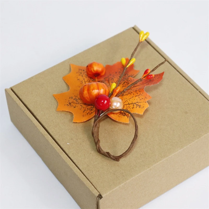 10PCS Pumkins Napkin Rings Thanksgiving Napkin Ring Holder Berry Napkin Ring Harvest Maple Fruit Pumpkin Napkin Ring