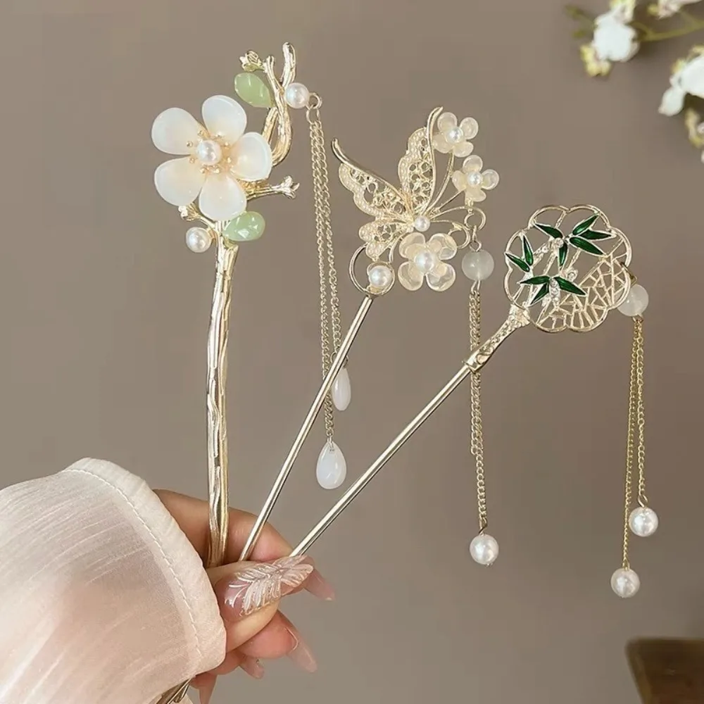 Заколка для волос с кисточкой в китайском стиле для женщин, заколки для волос с цветком, заколки для волос ручной работы, очаровательные ювелирные аксессуары, украшения для волос 05,리 множество