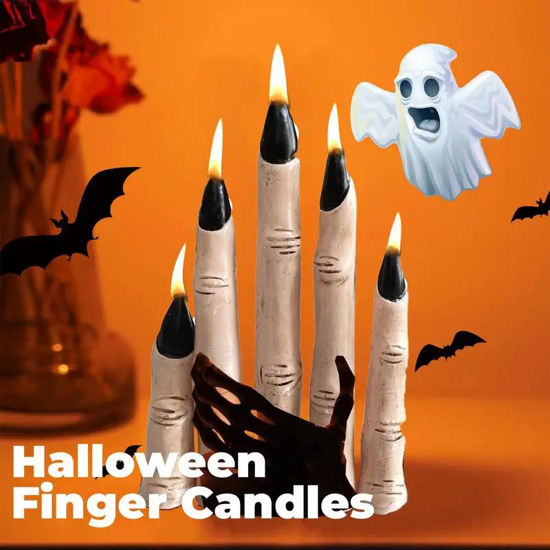 

Halloween Finger Candles Horror Witch Finger Candles Gothic Thumb Candle Palm Wax Lamp For Home Holiday Desktop Decoration