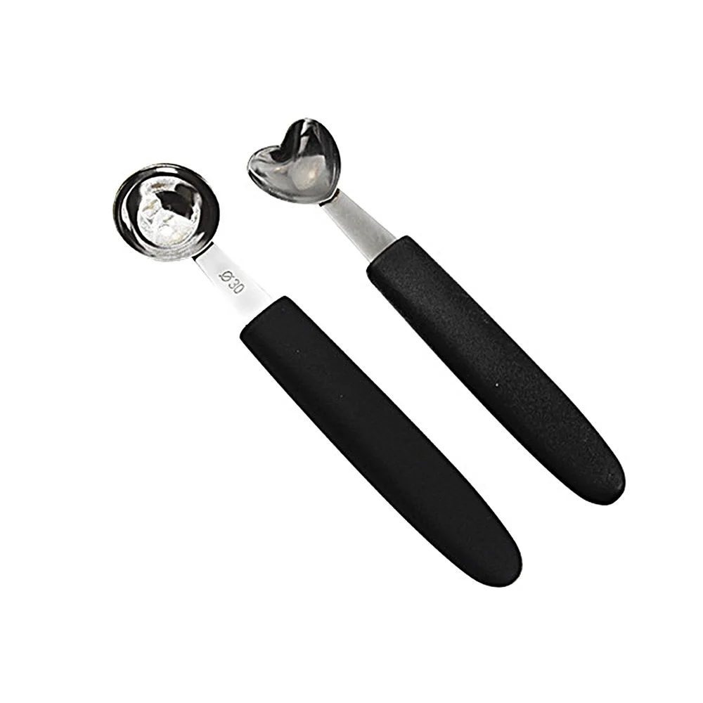 7 PCS Stainless Steel Melon Baller Set Black Silver Smooth Round Fruit Scooper Tool Various Shapes Easy Grip Watermelon Scooper