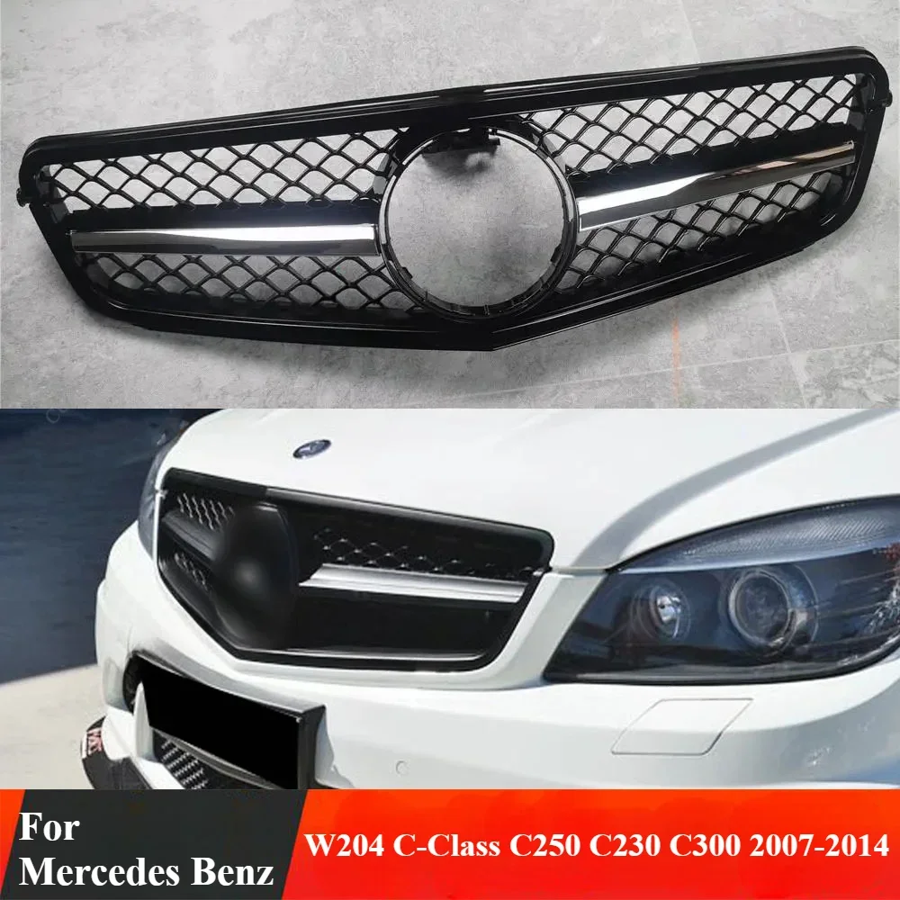 

Front Grille Bodykits Tuning For Mercedes W204 Front Air Intake Grille C-Class C250 C230 C300 C350 2007-2014 Gloss Black