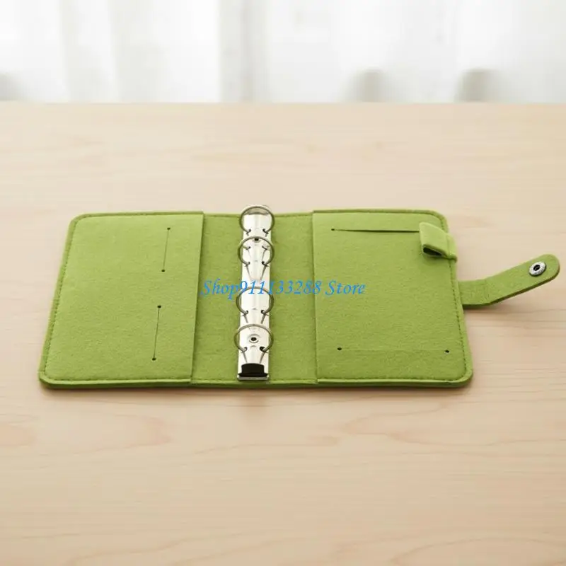 

G88D Felt 4 Rings Binder Covers with Card Pocket for Refillable Notebook Planner