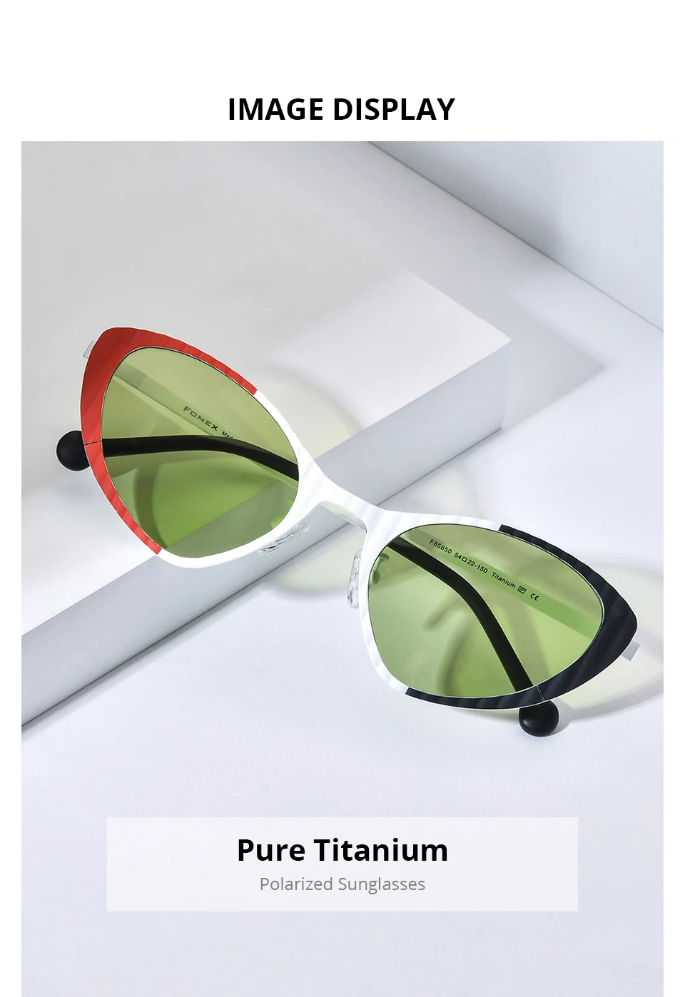 FONEX Titan-Sonnenbrille für Damen, neu im trendigen Markendesign, polarisierte Cateye-Sonnenbrille, hochwertige japanische Cat-Eye-Sonnenbrille 85850 – Detail 1