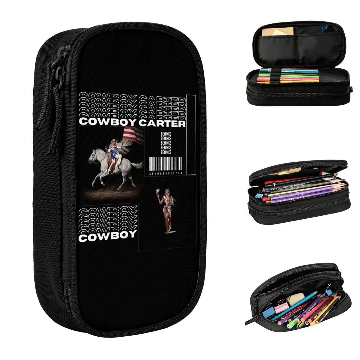 Beyonce Multi 2024 Cowboy Carter Music Tour Show Pencil Cases Pen Bags Girl Boy Large Storage School Supplies Gifts Pencilcases