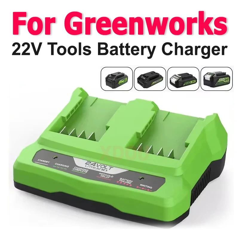 For Greenworks 24V Charger Double Charging Port 1.5A Li-ion Battery Charger for Greenworks 24V Battery Electric Tool Wrench Dril