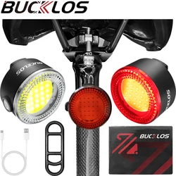 BUCKLOS COB Bike Light Headlight USB Rechargeable Bicycle Safety Warning Light MTB LED Front Rear Lantern Cycling Lamp Set