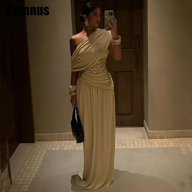 Sumnus Elegant Mermaid Evening Dress One Shoulder Floor Length Sleeveless Prom Dresses 2025 فساتين سهرة Customized