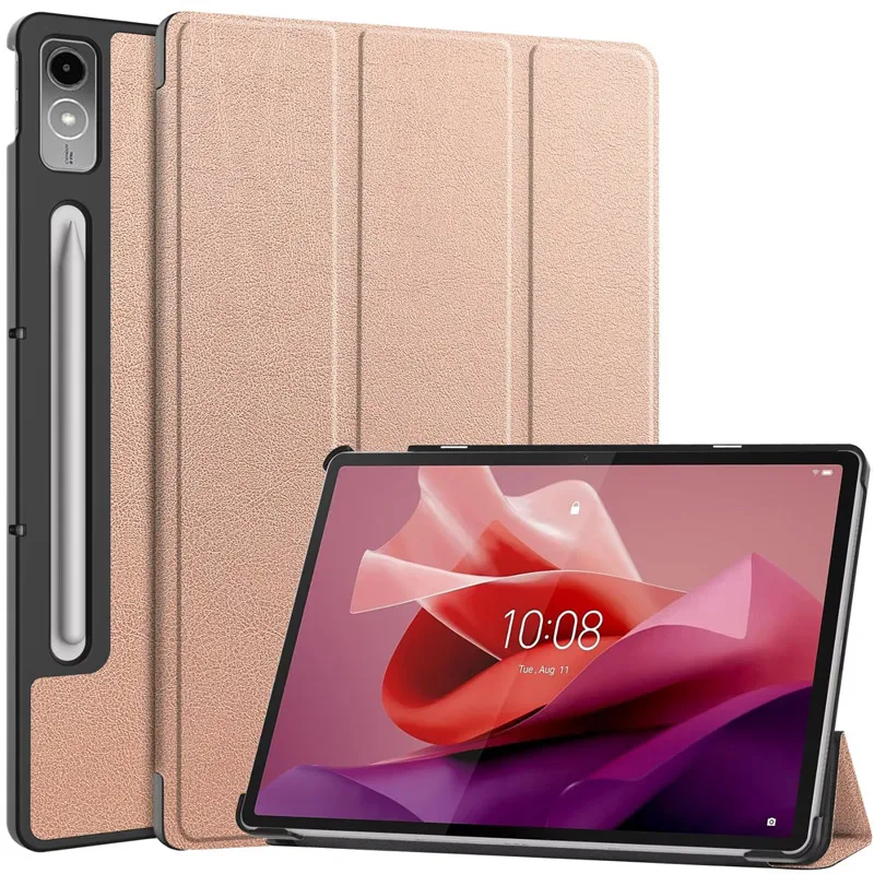 

For Lenovo Tab P12 Case 12.7 Inch (2023) Tri-fold Stand Hard Shell Cover with Pencil Holder Auto Wake/Sleep - Multiple Colors