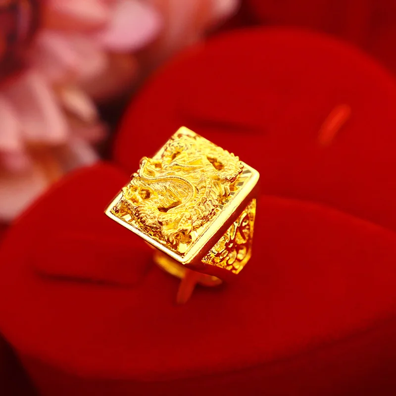 Fashion high-end domineering luxury men's dragon ring plated with 24K gold men's wedding anniversary wedding accessories