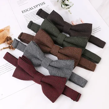 الرجال الظلام اللون منقوشة ربطة القوس Tie ، نسيج القطن ، فستان رسمي ، طوق مربع صغير ، اكسسوارات الأعمال