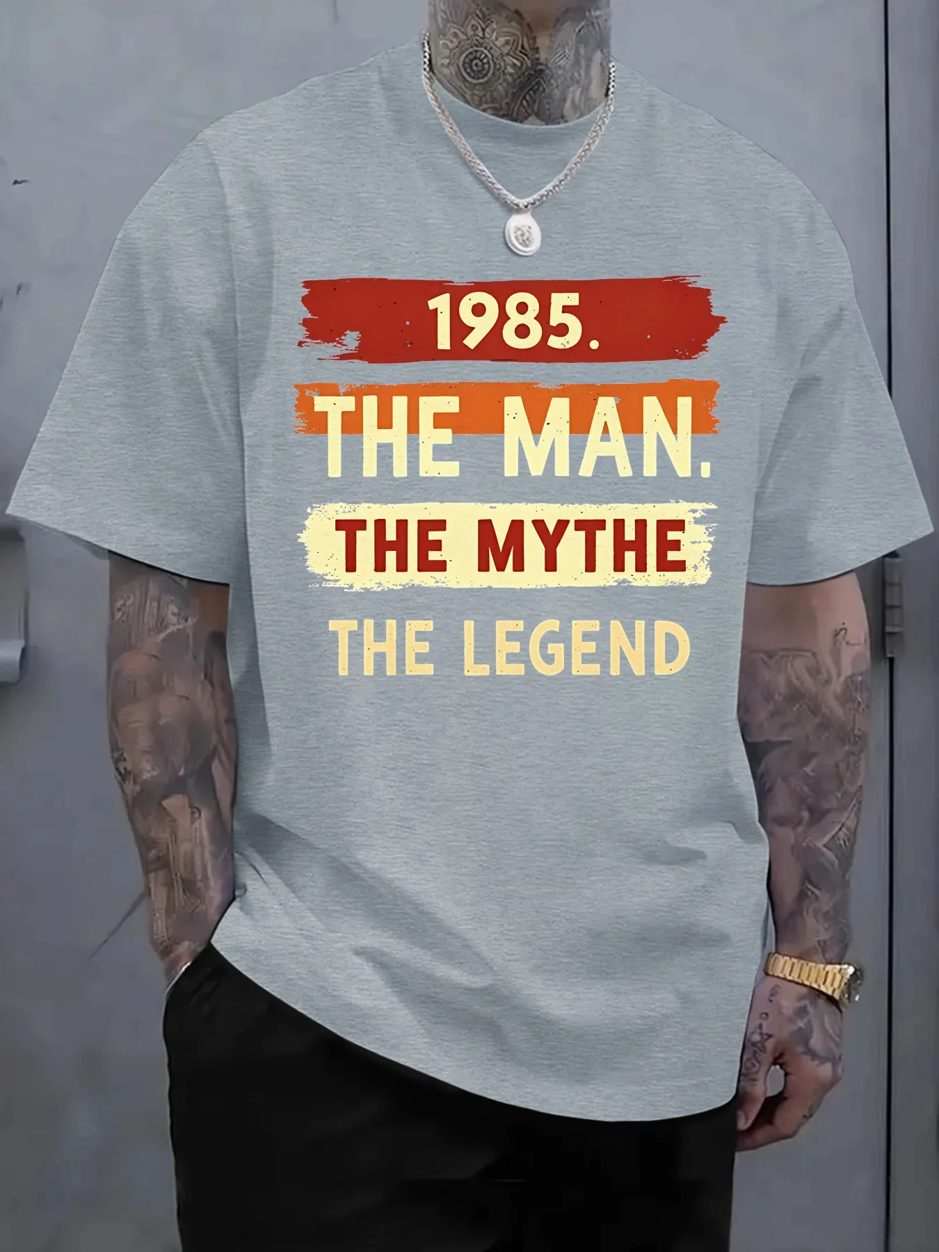 Camiseta gráfica de algodón puro para hombre The Man The Myth The Legend Camiseta informal de manga corta con estampado Ajuste cómodo