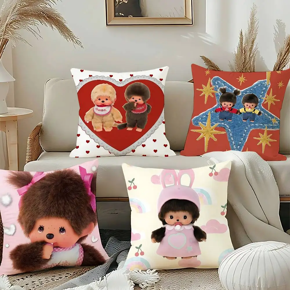 

Cute H-MonchhichiS-w Pillow Case Cushion Cover Soft Cute Throw Pillow Case For Car Sofa Pillowcase Polyester With Zipper