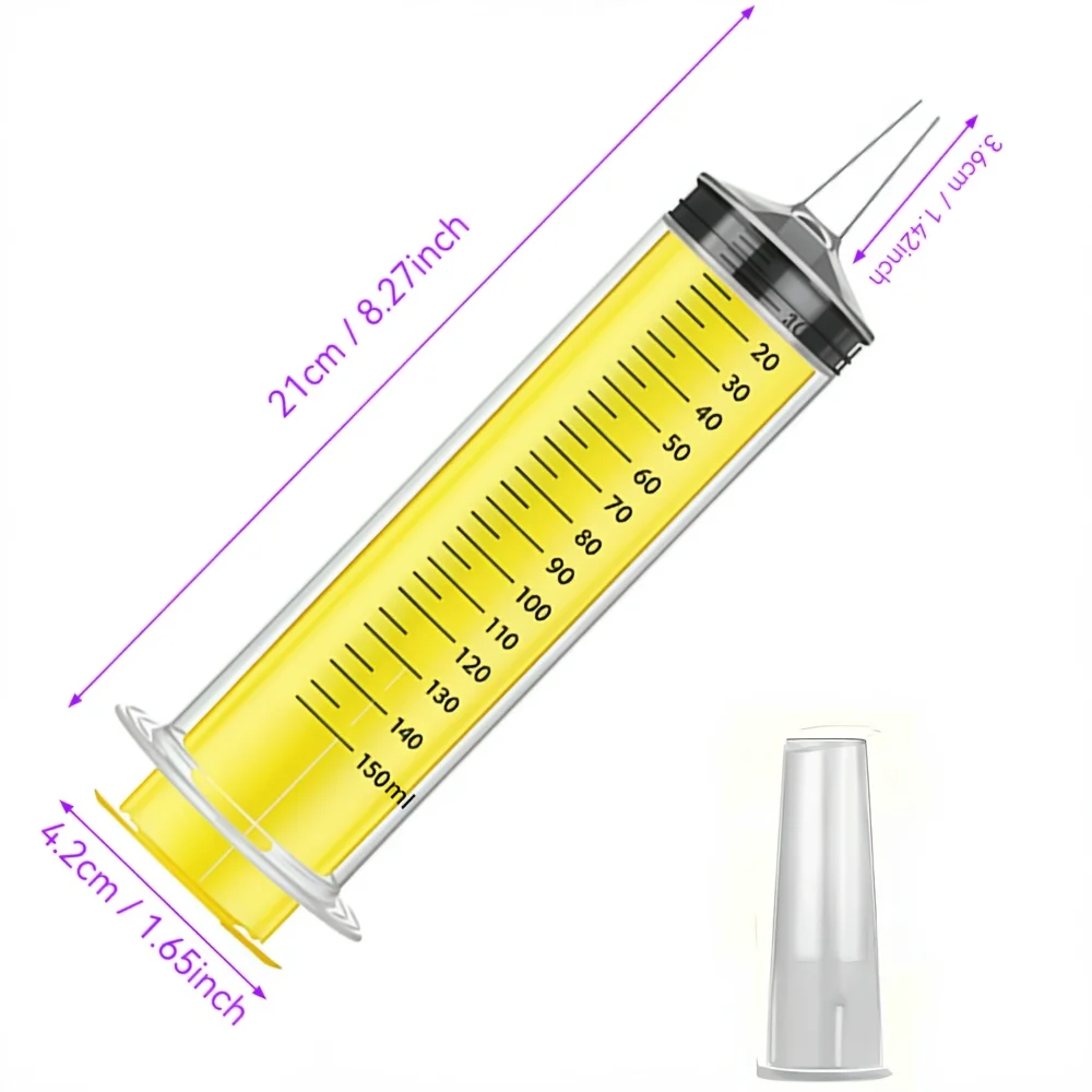150ml Large Plastic Industrial Dispensing Tool Without Needle, Colorful Graduated Measuring Syringe for Plant Watering, Epoxy Re