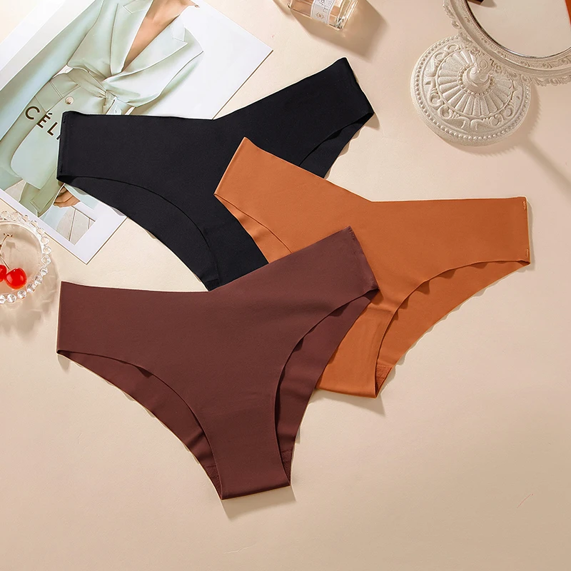 BANNIROU 3 Pcs Women\'s Underwear Seanless Panties Soft Briefs Bikini Low-Rise Solid Intimate Female Lingerie Free Shipping