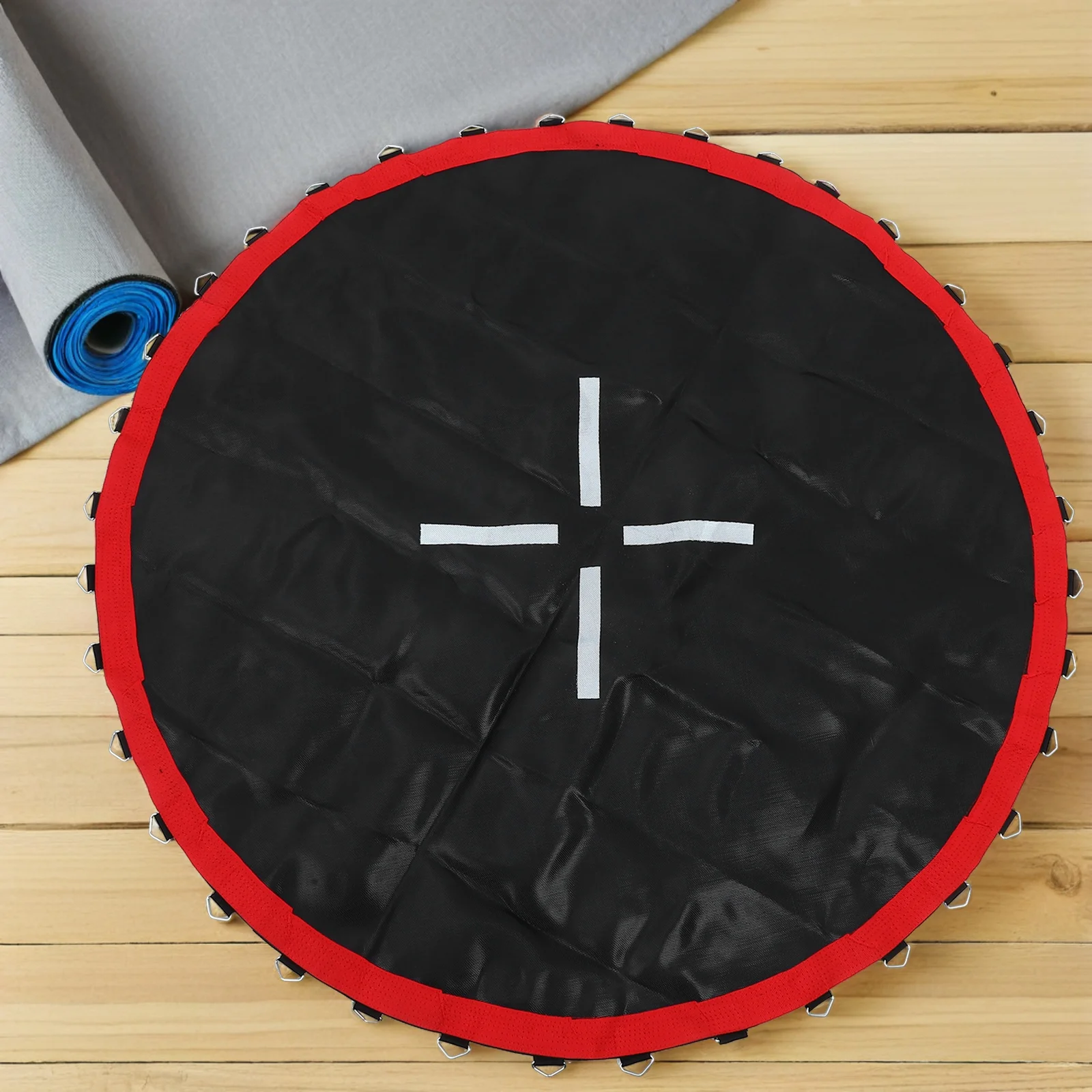 Tapete de substituição de trampolim redondo preto de alta elasticidade durável ao ar livre almofada de salto interno para fitness diversão familiar respirável