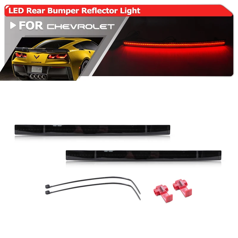 

2PCs Smoked Led Rear Bumper Reflector Light For Chevrolet Chevy Corvette C7 2014-2019 Tail Brake Stop Signal Lamps